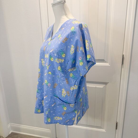 MHD WOMEN'S SCRUB TOP SIZE Large IT'S A BOY IT'S A GIRL NOVELTY NICU - Picture 3 of 11